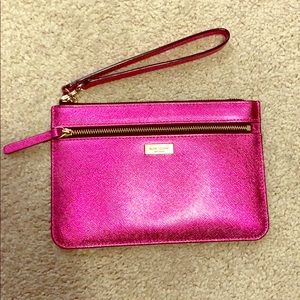 Pink metallic Kate Spade wristlet